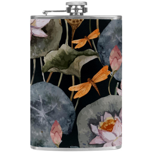 Retro Flower Flasks for Liquor for Men, Stainless Steel Hip Flask with Funnel, Whiskey Flask 8 oz