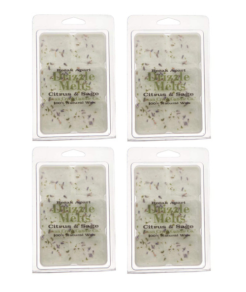 Swan Creek Citrus & Sage 5.25oz Drizzle Melts 4-Pack | Soy Wax Melts Herbal Fragrance for The Home | Citrus Scented Break Apart Soybean Wax | Made in The USA