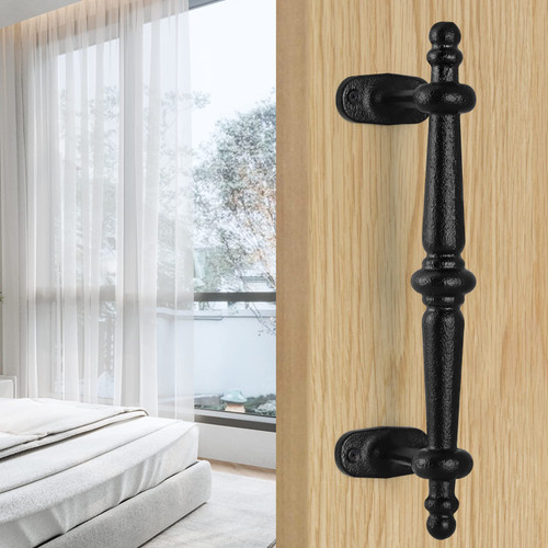 MOLIGOU Barn Door Pull Handle, 9" Heavy Solid Cast Iron Gate Handle, Rustic Door Handle for Fence, Shed, Garage