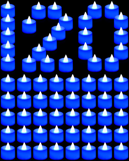 120 Pcs Blue Tea Lights Candles Blue Flameless Flickering LED Candles Battery Operated Tealight Votive Candles for Birthday Halloween Christmas Wedding Party Valentine Decoration