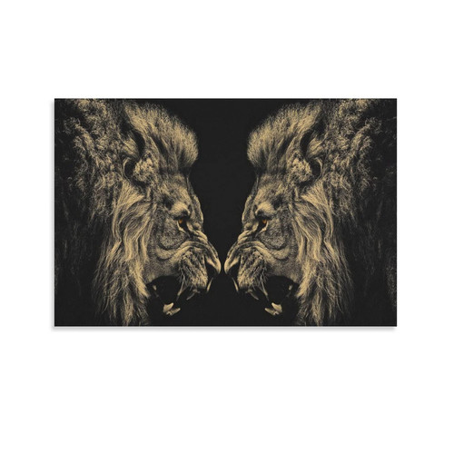 Rucatto Lion Head Art Painting Black and White Poster Wall Art Paintings Canvas Wall Decor Home Decor Living Room Decor Aesthetic 08x12inch(20x30cm) Unframe-Style