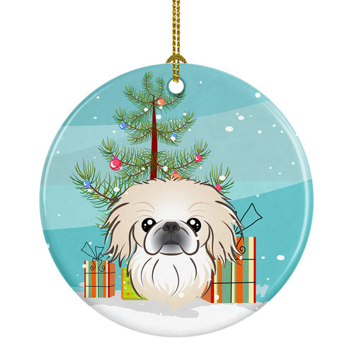 Caroline's Treasures Christmas Tree and Pekingese Ceramic Ornament Christmas Tree Hanging Decorations for Home Christmas Holiday, Party, Gift, 3 in, Multicolor