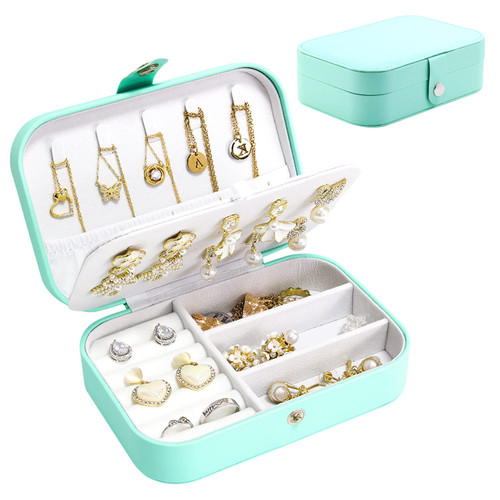 batifine Travel Jewelry Box,PU Leather Small Portable Travel Case for Women Girls,2 Layers Jewelry Organizer Display Storage Holder Boxes for Stud Earrings, Rings, Necklaces, Bracelets (Blue) batifine Travel Jewelry Box,PU Leather Small Portable Travel Case for Women Girls,2 Layers Jewelry Organizer Display Storage Holder Boxes for Stud Earrings, Rings, Necklaces, Bracelets (Blue)