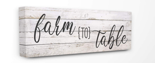 Stupell Industries Farmhouse Planked Look Farm to Table Sign Canvas Wall Art, 13 x 30, Multi-Color