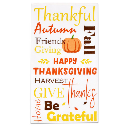 100 Happy Thanksgiving Fall Guest Napkins Disposable Harvest Leaves Hand Paper Towels for Autumn Pumpkins Decorative Dinner Fingertip Guests Towel Powder Room Home Kitchen Bathroom Holiday Party