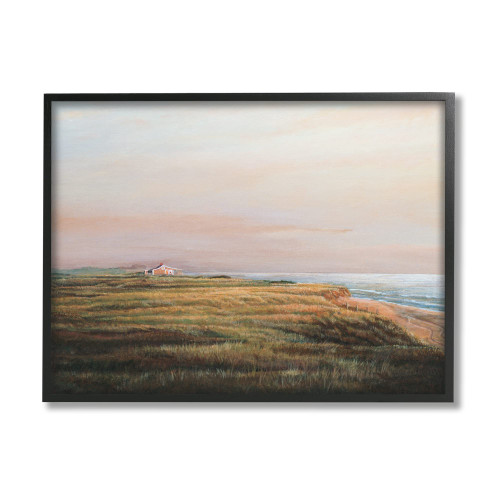 Stupell Industries Distant Seaside Cottage Rural Beach Ocean View Framed Wall Art, Design By Tom Mielko