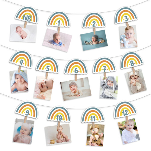 Boho Rainbow Monthly Photo Banner Boho 1st Birthday Decorations Boy Blue Retro Boho Rainbow First Birthday Decorations from Newborn to 12 Months Milestone Photo Display Boho Rainbow Monthly Photo Banner Boho 1st Birthday Decorations Boy Blue Retro Boho Rainbow First Birthday Decorations from Newborn to 12 Months Milestone Photo Display
