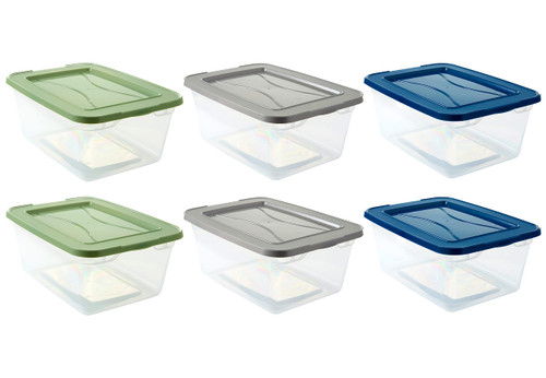 Organize Your Home Small Spaces Clear Storage Bins with Lids, 6 Pack, Stackable Small Plastic Containers for Organization and Storage, Great for Home or Office, 2 Quart Clear Bins with Assorted Lids