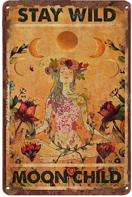 LINQWkk Creative Tin Sign Stay Wild Moon Child Funny Novelty Metal Retro Wall Decor for Home Gate Garden Bars Restaurants Cafes Office Store Pubs Club Gift 12 X 8 INCH Plaque Sign, 12x8 LINQWkk Creative Tin Sign Stay Wild Moon Child Funny Novelty Metal Retro Wall Decor for Home Gate Garden Bars Restaurants Cafes Office Store Pubs Club Gift 12 X 8 INCH Plaque Sign, 12x8