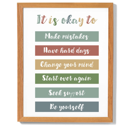 Boho Classroom Decor, It Is Okay To Quotes, Playroom Decor, Classroom Wall Decor, Mental Health Posters, Kids Art Teacher Gift, Counseling Office Decor,8X10'' Affirmations Wall Decor-UNFRAMED