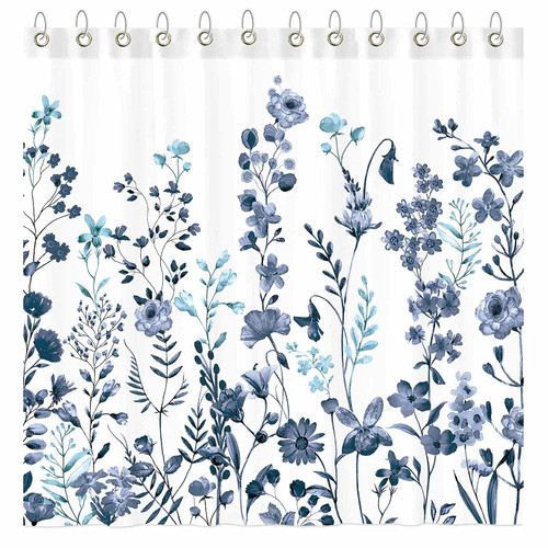 Funnytree Floral Plant Watercolor Flower Shower Curtain Set with Hooks Teal and Blue Bohemian Home Bathroom Bathtubs Decor Easy Care Machine Washable Durable Polyester Fabric 72"x72" Funnytree Floral Plant Watercolor Flower Shower Curtain Set with Hooks Teal and Blue Bohemian Home Bathroom Bathtubs Decor Easy Care Machine Washable Durable Polyester Fabric 72"x72"