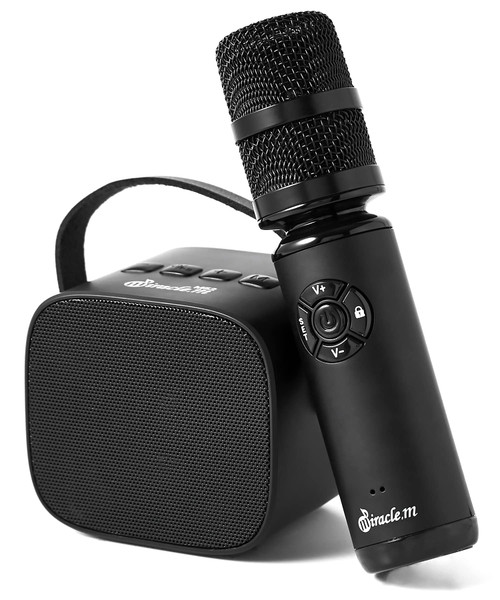 miracle,m M52 - Bluetooth Speaker with Microphone - Karaoke Machine with Wireless Microphone - Portable Karaoke Soundbar for Kids and Adults (M52-Black)