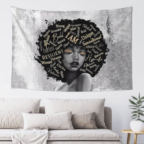 Yieldeer African Girl Tapestry Wall Hanging Afro American Black Girl Tapestry for Bedroom, Black and Gold Inspirational Quotes Aesthetic Tapestry for Living Room College Dorm Home Decor 80x60inches Yieldeer African Girl Tapestry Wall Hanging Afro American Black Girl Tapestry for Bedroom, Black and Gold Inspirational Quotes Aesthetic Tapestry for Living Room College Dorm Home Decor 80x60inches
