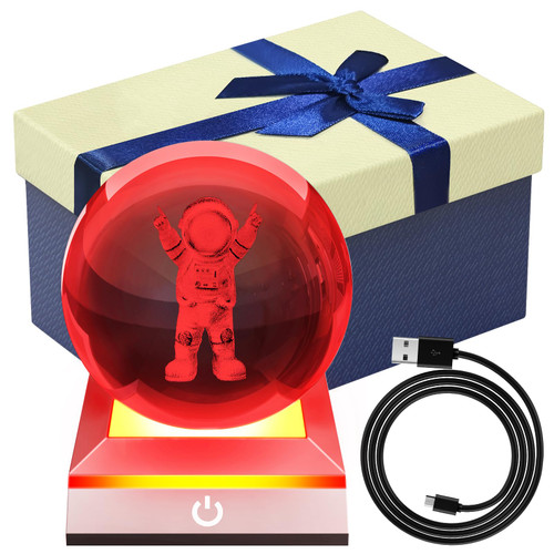 KARUDA 3D Astronaut Crystal Ball Multicolor Nightlight with Colorful LED Light Base, Science Astronomy Space Astronaut Gifts Presents for Boys Girls Teens Kids Classmates Friends Mom