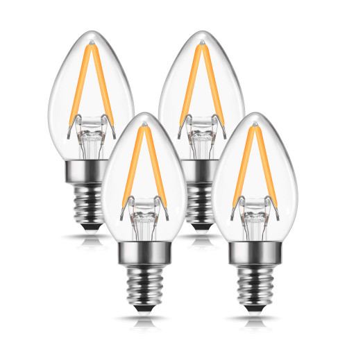 DORESshop C7 Mini Candelabra LED Bulb, LED Filament Night Bulb, 2W (20W Equivalent), E12 Candelabra Base, Warm White 2700K 150LM, No Dimmable, Perfect for Holiday, Christmas, Home Decorative, 4Pack