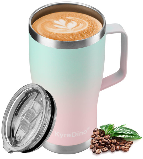 KyreDino 20 oz Tumbler With Handle,Insulated Coffee Mug with Lid,Double Wall Stainless Steel Travel Mug,Coffee Mug Perfect For Hot and Cold Drink,Insulated Coffee Tumbler Cup for Home Outdoor