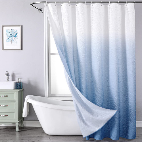 CZL Bathroom Blue Shower Curtain Set Ombre with 12 Hooks, Modern Shower Curtain, Gradient Textured Shower Curtains for Bathroom, Waterproof Fabric Shower Curtains, Machine Washable, 72 x 72 Inches CZL Bathroom Blue Shower Curtain Set Ombre with 12 Hooks, Modern Shower Curtain, Gradient Textured Shower Curtains for Bathroom, Waterproof Fabric Shower Curtains, Machine Washable, 72 x 72 Inches