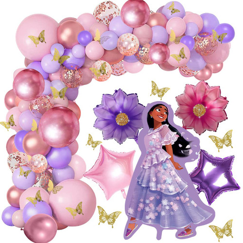Encanto Birthday Party Supplies, 120Pcs Isabella Balloons Arch Garland Kit, Assorted Latex Balloons, Isabella Flower Foil Balloons and 3D Gold Butterfly Stickers for Encanto Birthday Party Decorations Encanto Birthday Party Supplies, 120Pcs Isabella Balloons Arch Garland Kit, Assorted Latex Balloons, Isabella Flower Foil Balloons and 3D Gold Butterfly Stickers for Encanto Birthday Party Decorations