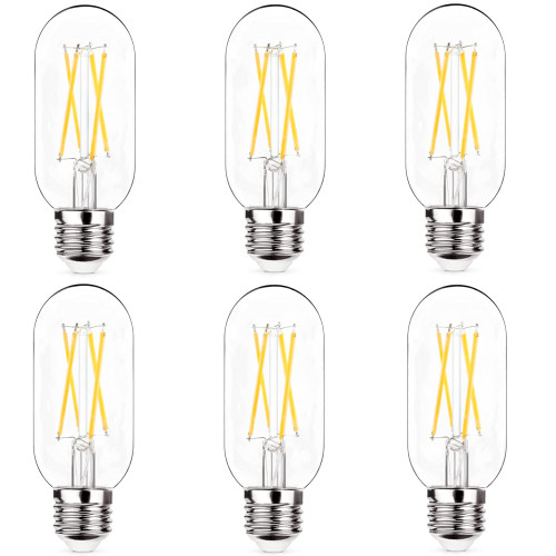 NOTOC Dimmable E26 LED Light Bulb 6W,Equivalent 60W,E26 Tubular Light Bulb,Antique Clear Edison Filament Bulb 600 Lumens 5000K Daylight White,Pack of 6