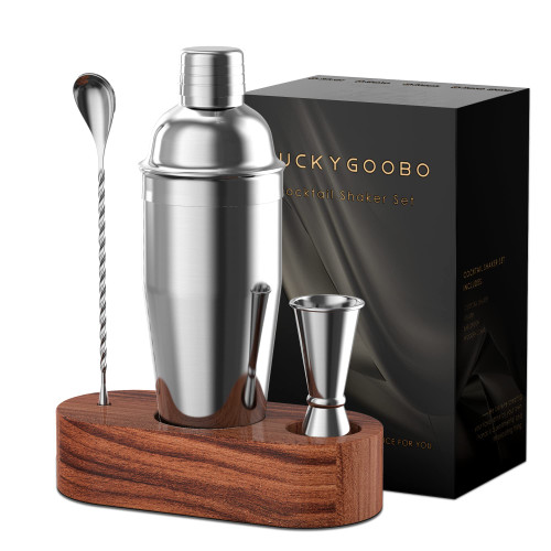 LUCKYGOOBO Cocktail Shaker Set,24 oz Martini Shaker,Food Grade Stainless Steel Martini Mixer Built-in Strainer,Drink Shaker,Bartender Kit Gifts.