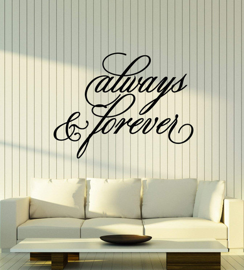Vinyl Wall Decal Always and Forever Inspiring Romantic Art Words Stickers Mural Large Decor (g1416) Black Vinyl Wall Decal Always and Forever Inspiring Romantic Art Words Stickers Mural Large Decor (g1416) Black