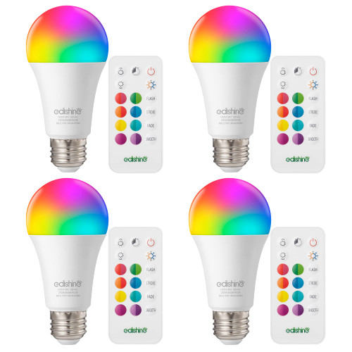 EDISHINE LED Light Bulb, Color Changing Light Bulb, 4 Modes-Timing-Memory-Dimmable, LED Light Bulb Color Changing with Remote, Daylight White & RGB Multi Color for Bedroom, Christmas Decorations