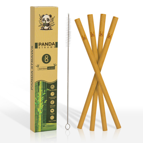Panda Straws- Reusable Bamboo Straws, BPA free, Durable, Fully Sustainable, Eco Friendly