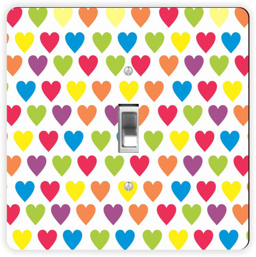 Rikki Knight Rainbow Candy Hearts-Single Toggle Light Switch Plate