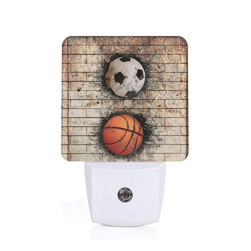 allgobee Night Light 3D-Basketball-Soccer-in-Wall Dusk to Dawn Sensor,Automated On Off,Home Decor for Kitchen,Bathroom,Bedroom
