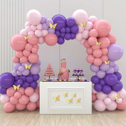 Pink Purple Balloon Garland Arch Kit,129pcs Pastel Pink Purple Butterfly Balloons Garland with Butterfly Stickers for Baby & Bridal Shower Wedding Girl Birthday Party Decorations Pink Purple Balloon Garland Arch Kit,129pcs Pastel Pink Purple Butterfly Balloons Garland with Butterfly Stickers for Baby & Bridal Shower Wedding Girl Birthday Party Decorations