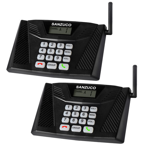 Intercoms Wireless for Home SANZUCO Hand Free Home Intercom System with Group Call, Long Range Two Way Communicaton 18 Channels Real Time Wireless Intercom,Business House Hotel Intercom system?Pack 2?