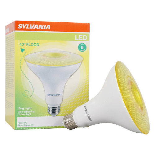 LEDVANCE Sylvania LED Flood PAR38 Yellow Bug Light Bulb, Efficient 9W, Non-Dimmable, 5 Year, E26 Medium Base - 1 Pack (40822)