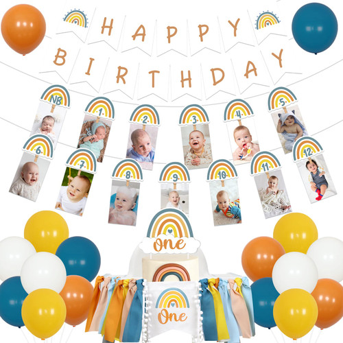 Boho Rainbow 1st Birthday Decorations Boy Blue Bohemian Rainbow Birthday Cake Topper High Chair Banner Happy Birthday Banner Monthly Photo Banner Balloons for Retro Boho Rainbow Party Supplies Boho Rainbow 1st Birthday Decorations Boy Blue Bohemian Rainbow Birthday Cake Topper High Chair Banner Happy Birthday Banner Monthly Photo Banner Balloons for Retro Boho Rainbow Party Supplies