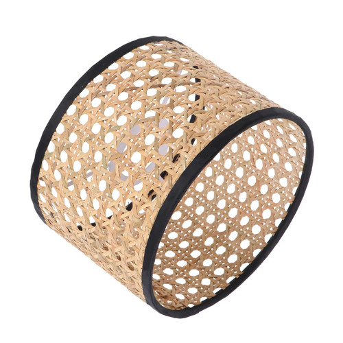 Rattan Woven Lamp Shade Rattan Basket Chandelier Lamp Shade Clip- On Vintage Table Light Cover Floor Lamp Replacement Shade