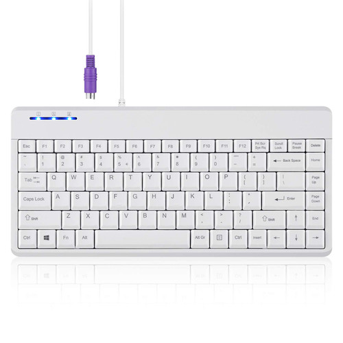Perixx PERIBOARD-409PW Wired PS2 Mini Keyboard - 12.36x5.75x0.79 inches Dimension - White - US English Layout,PB-409PWUS-11829
