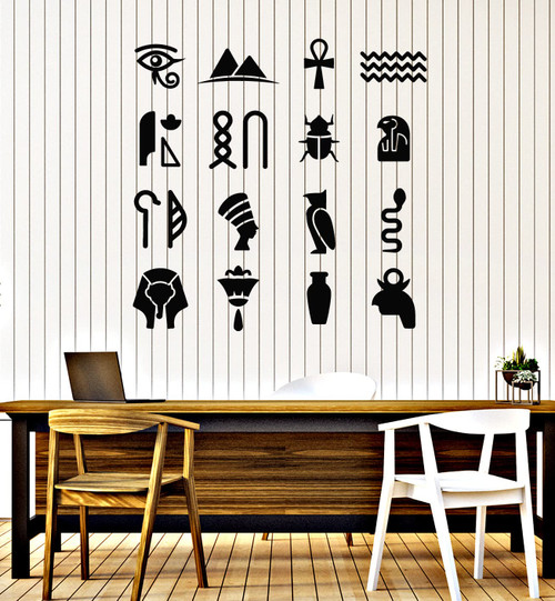 Vinyl Wall Decal Ancient Egyptian Symbols Signs Pyramids Stickers Mural Large Decor (g7930) Black Vinyl Wall Decal Ancient Egyptian Symbols Signs Pyramids Stickers Mural Large Decor (g7930) Black