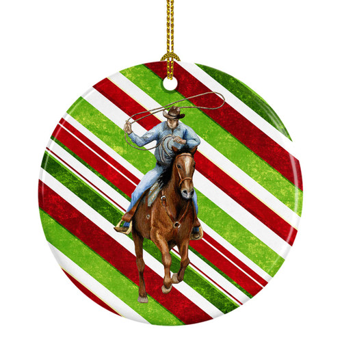 Caroline's Treasures Horse Roper Candy Cane Holiday Christmas Ceramic Ornament Christmas Tree Hanging Decorations for Home Christmas Holiday, Party, Gift, 3 in, Multicolor