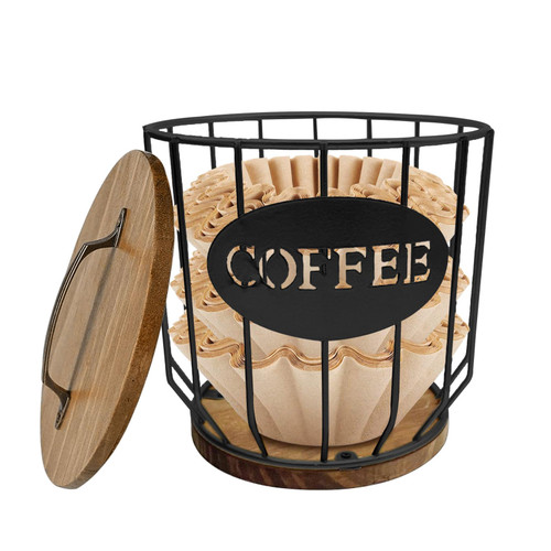 Coffee Filter Holder Storage, Coffee Pod Holder Organizer, Coffee Filter Container Basket, Coffee Filter Organizer - Storage & Coffee Bar Decor (Black-Coffee) Coffee Filter Holder Storage, Coffee Pod Holder Organizer, Coffee Filter Container Basket, Coffee Filter Organizer - Storage & Coffee Bar Decor (Black-Coffee)