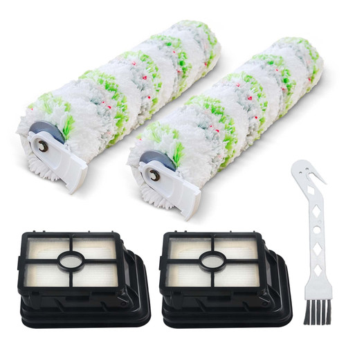 LVTENGAI Replacement Spare 2 Pet Brush Rolls & 2 Hepa Filters Compatible with Bissell Crosswave Cordless Max Series 2554A 2590 2593 2596 Vacuum Cleaner Parts