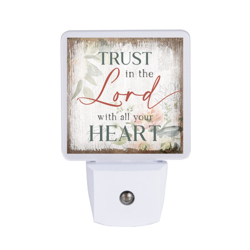 Auto ON/Off Plug In LED Night Light - Automatic, Safe, Illuminates | Adds the Perfect Touch to any Room | Nightlight - Trust in the Lord with all your heart