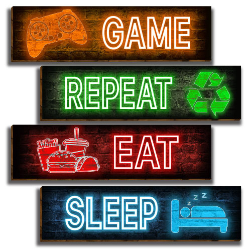 HIWERAN 4 Pcs Game Room Wall Art Decor, Colorful Wall Decor Gaming Posters for Boys Room Bedroom Video Game Room Playroom, Neon Effect Gaming Decorations Wall Art Decor-30 HIWERAN 4 Pcs Game Room Wall Art Decor, Colorful Wall Decor Gaming Posters for Boys Room Bedroom Video Game Room Playroom, Neon Effect Gaming Decorations Wall Art Decor-30