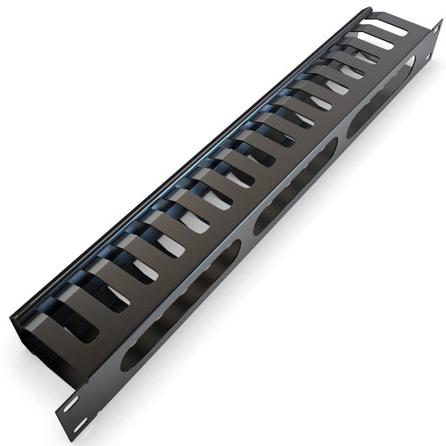 Cable Management Raceway - 1U Wire Manager (16 Rings with Cover) Horizontal Rackmount Panel for 19" Server Rack Network Cabinet - Tupavco TP1715
