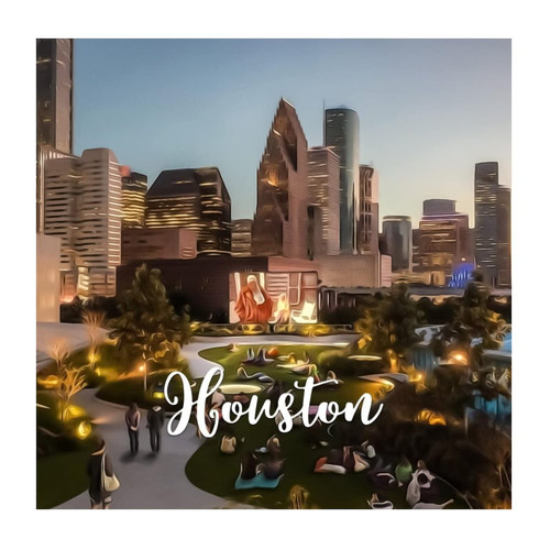 Skyline Houston City Landscape Outdoors Home Decor Wall Art Murals Texas Contemporary Cityscape Self-Adhesive Wall Stickers for Backdrops Kids Room Laptop Tumblers Vinyl 18in
