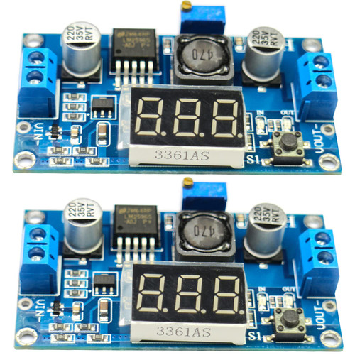 AIHJCNELE 2pcs LM2596S DC to DC Buck Converter 2.5V-40V to 1.25V-35V Adjustable DC-DC Step Down Power Supply Module 3A LM2596 with LED Display Voltage Regulator Stabilizer Transformer (Voltmeter)