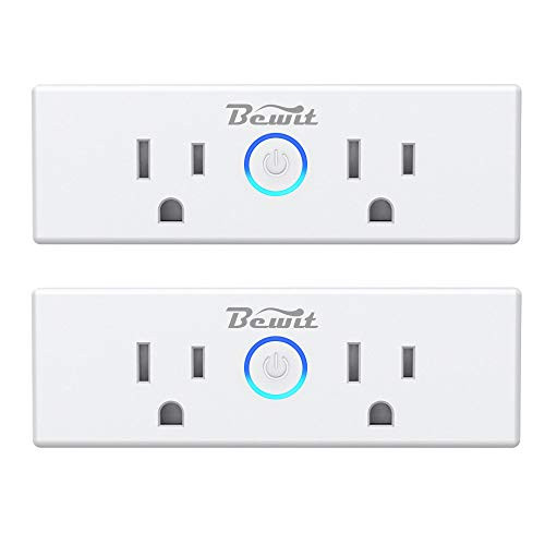 Mini Smart Plug 2 Packs, BeWit Wifi Sockets 15A Double Outlet Compatible with Alexa Echo, Google Home and IFTTT, Smart Outlet Voice APP Remote Control