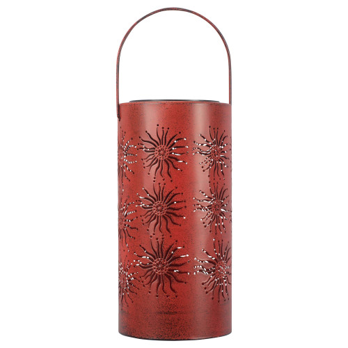 Sunset Vista Designs Moroccan Sun Outdoor Solar Garden Lantern, Red, 9.44 Inches