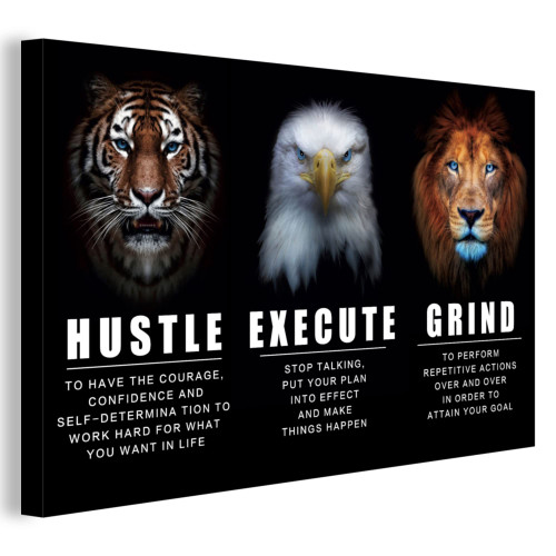 Grind Hustle Execution Wall Art, Motivational Wall Art, Inspirational Lion Tiger Eagle Wall Art Decor, 12x16 Inch Framed Ready to Hang, Inspirational Motivational Positive Quotes Canvas Wall Art Poster for Men Office Wall Decor Grind Hustle Execution Wall Art, Motivational Wall Art, Inspirational Lion Tiger Eagle Wall Art Decor, 12x16 Inch Framed Ready to Hang, Inspirational Motivational Positive Quotes Canvas Wall Art Poster for Men Office Wall Decor