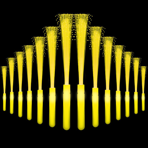 NUDALA 24 Pack Yellow Glow Fiber Optic Wands Bulk Light up Wand Glow Sticks with 3 Light Modes for Concerts Clubs Wedding Birthday Halloween Christmas (Yellow *24)