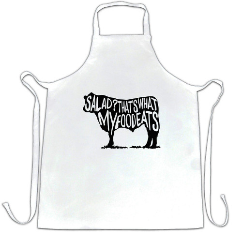 Novelty Chef's Apron Salad? That's What My Food Eats Slogan Anti-Vegan Parody White One Size