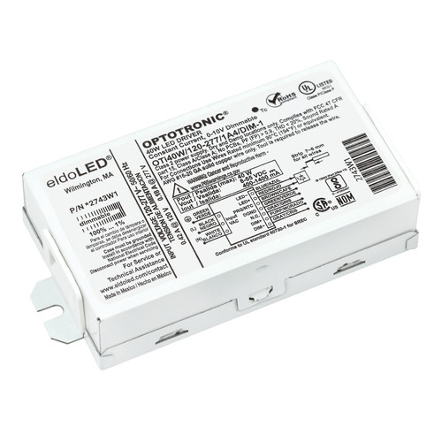 eldoLED *2743W1 OPTOTRONIC Programmable Compact 40 Watts Constant Current LED Driver, 0-10V Dimmable OTi40W/120-277/1A4 DIM-1 (Osram 57351)